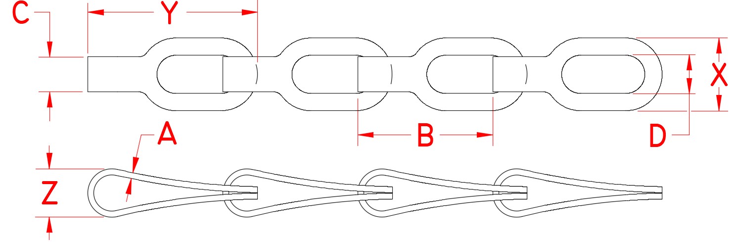 Stainless Steel Safety Chain, S0641-0, Line Drawing
